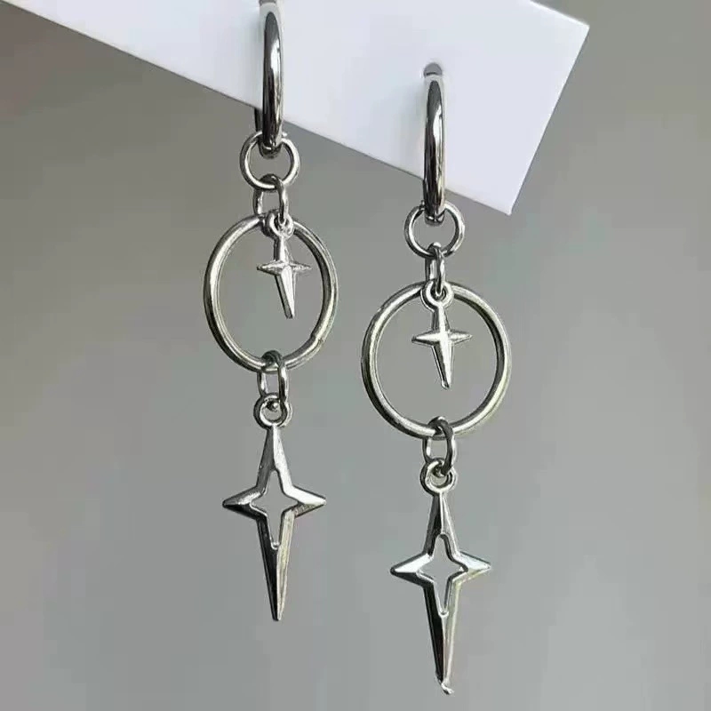 Men'S Accessories Trends 2025 - Personalisierte Punk Kreuz Stern Anhänger Ohrringe