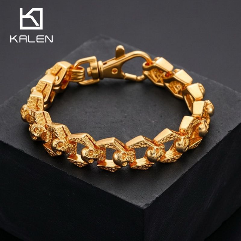 Men'S Accessories Affordable - KALEN Herren-Armband aus Edelstahl mit Totenkopf-Motiv,
