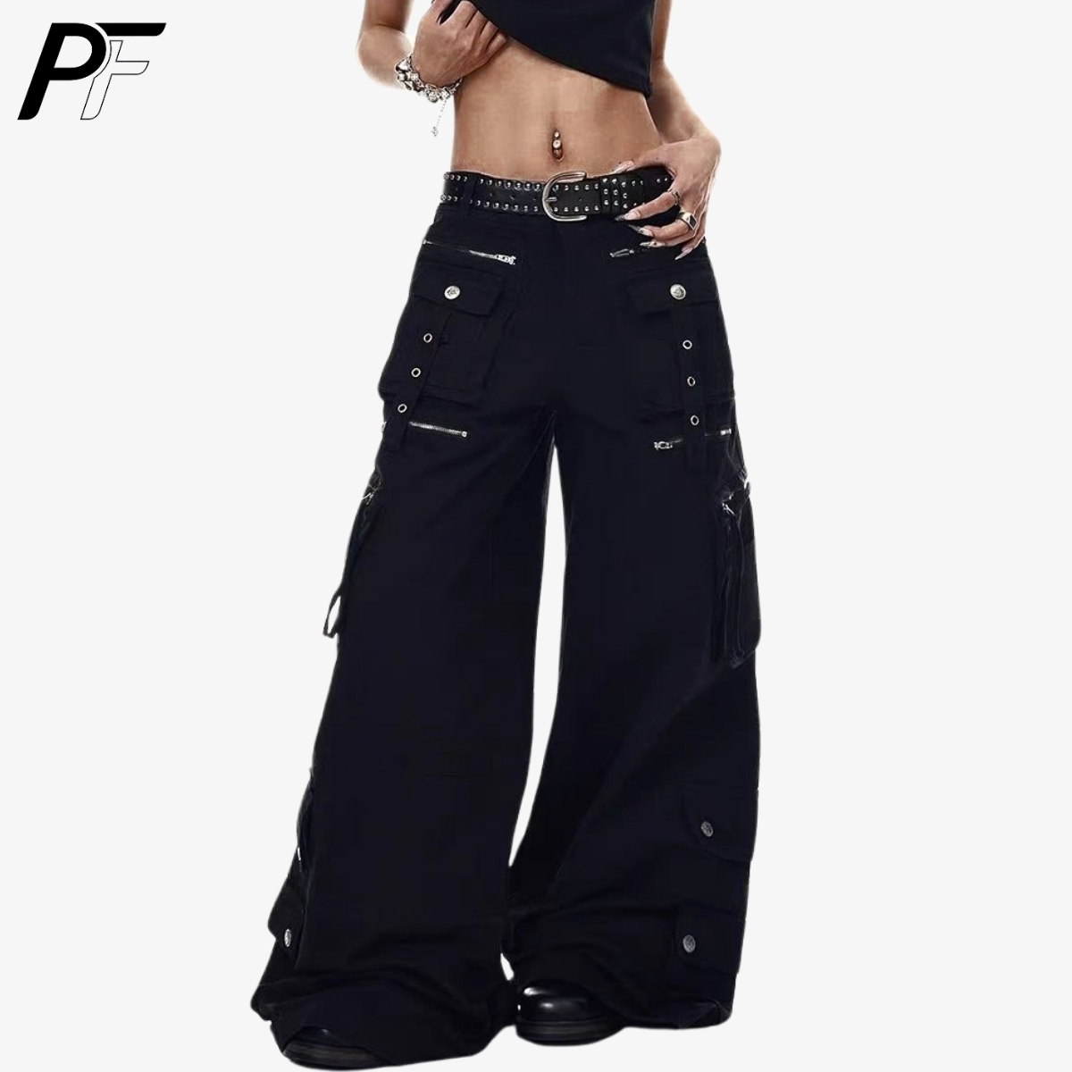 Men'S Accessories For Jeans - Grunge Techwear Cargohose mit weitem Bein,