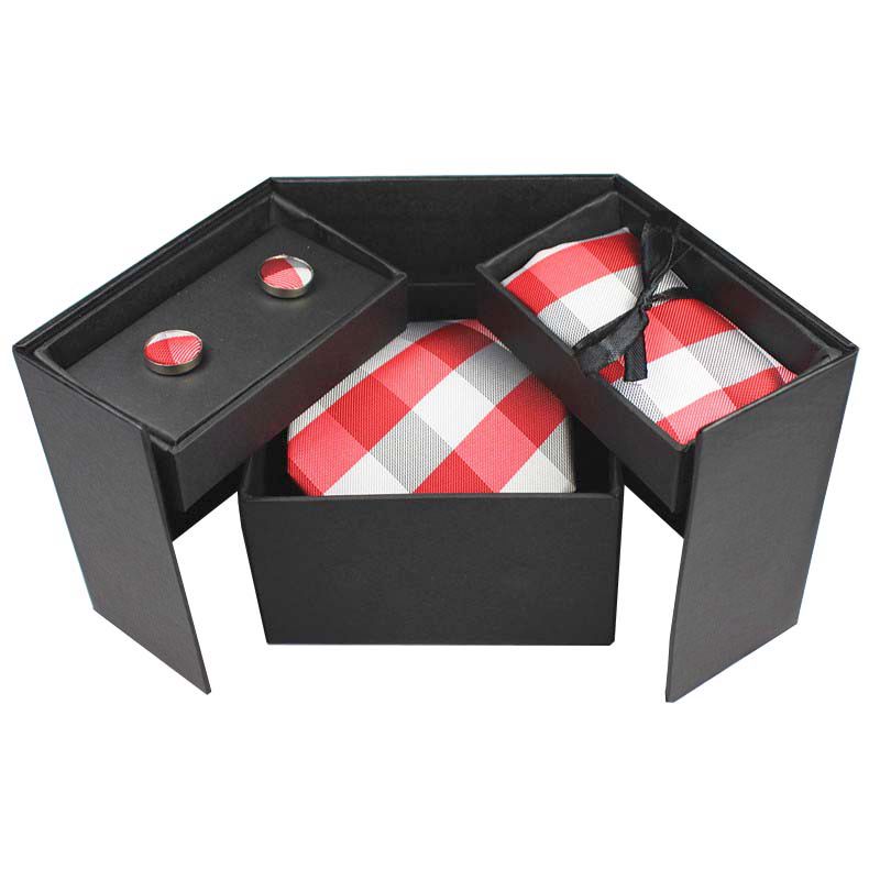 Neck Tie Set Box - GUSLESON Krawatten-Set, Einstecktuch-Manschettenknöpfe mit Geschenkbox, Jacquard-gewebt,