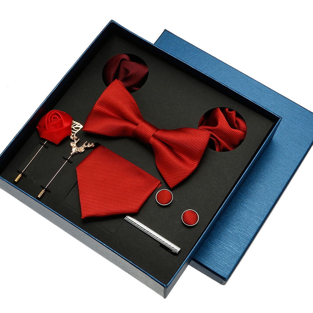 Neck Tie Set Box - Schlichtes Krawatten-Set für Männer, einfarbig, Krawatte,